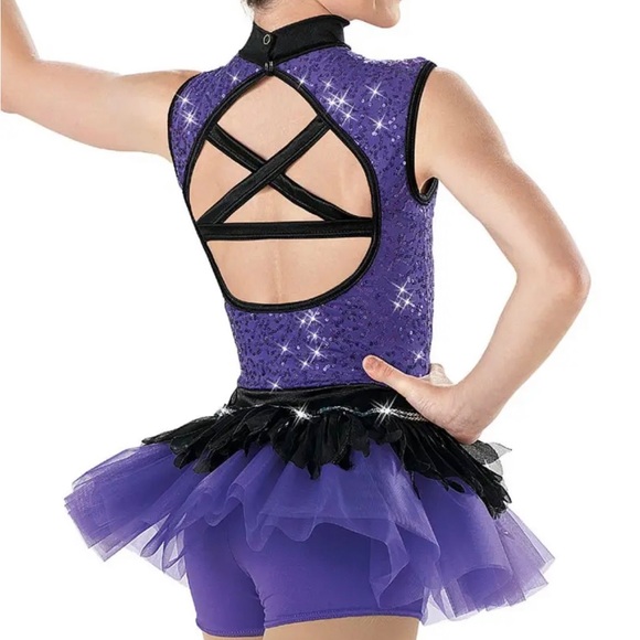 Weissman Teal Sequin Feather Dance Costume - Picture 4 of 6